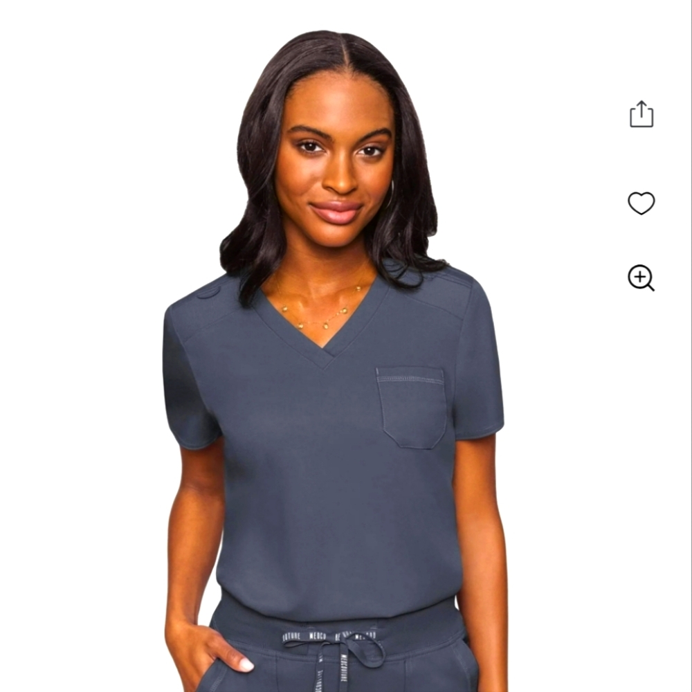 NWT Med Couture Touch Scrub Top V-Neck Top Slate Gray Size XS *X-2503